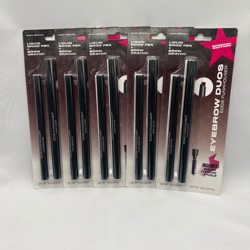 EDDIE FUNKHOUSER Eyebrow Duos in Dark Brown NEW 5 pack bundle